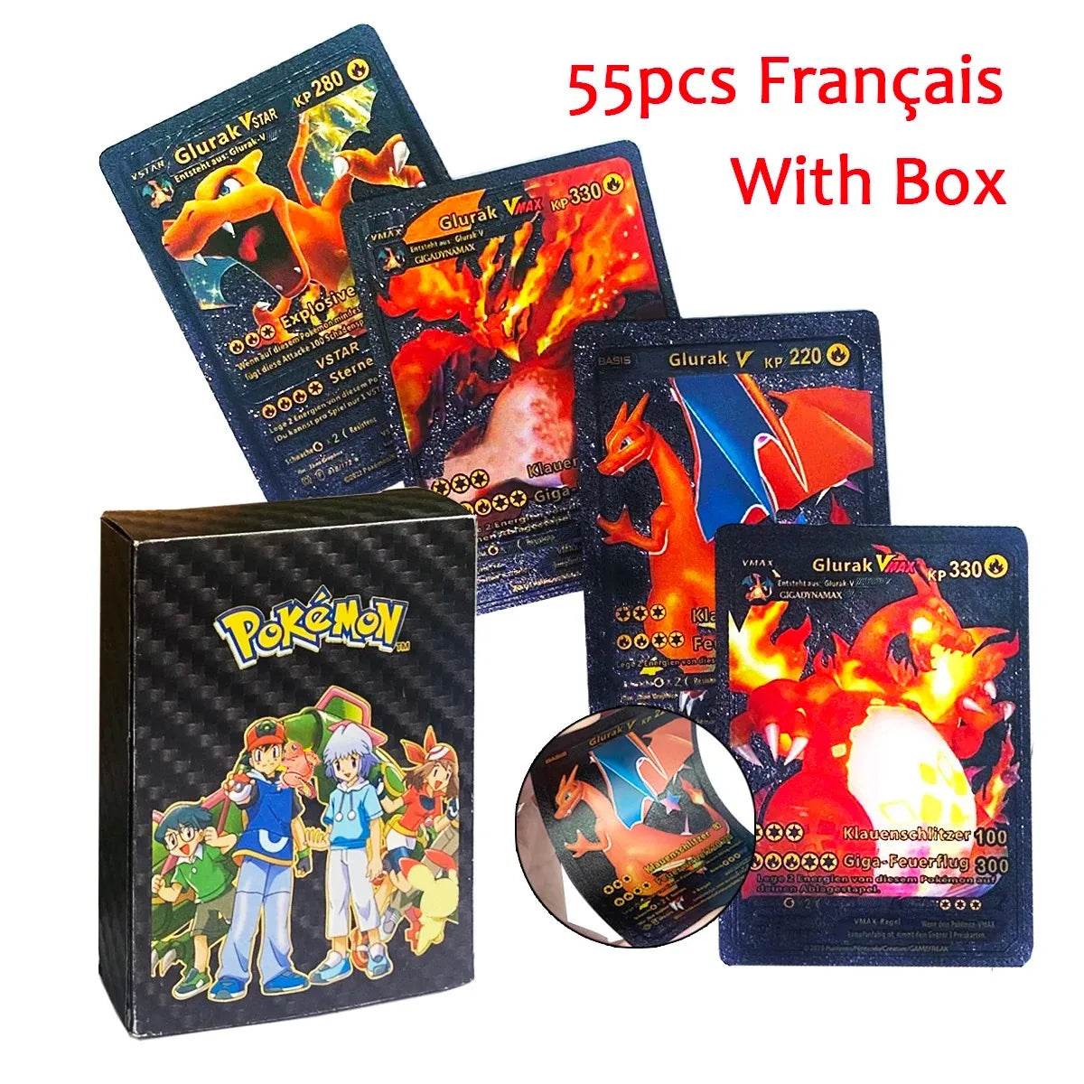 Pokemon Cards Vmax GX Gold Foil Flash Card English Spanish Colorful Pikachu Charizard French German Game Battle Collection Cards - AIAZ