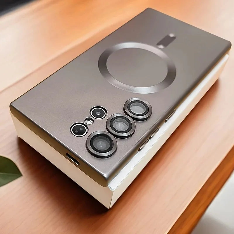 Luxury Magnetic Wireless Charging Matte Case For Samsung Galaxy S25 S24 S23 S 25 24 Ultra Plus Cases Shockproof Soft Phone Cover