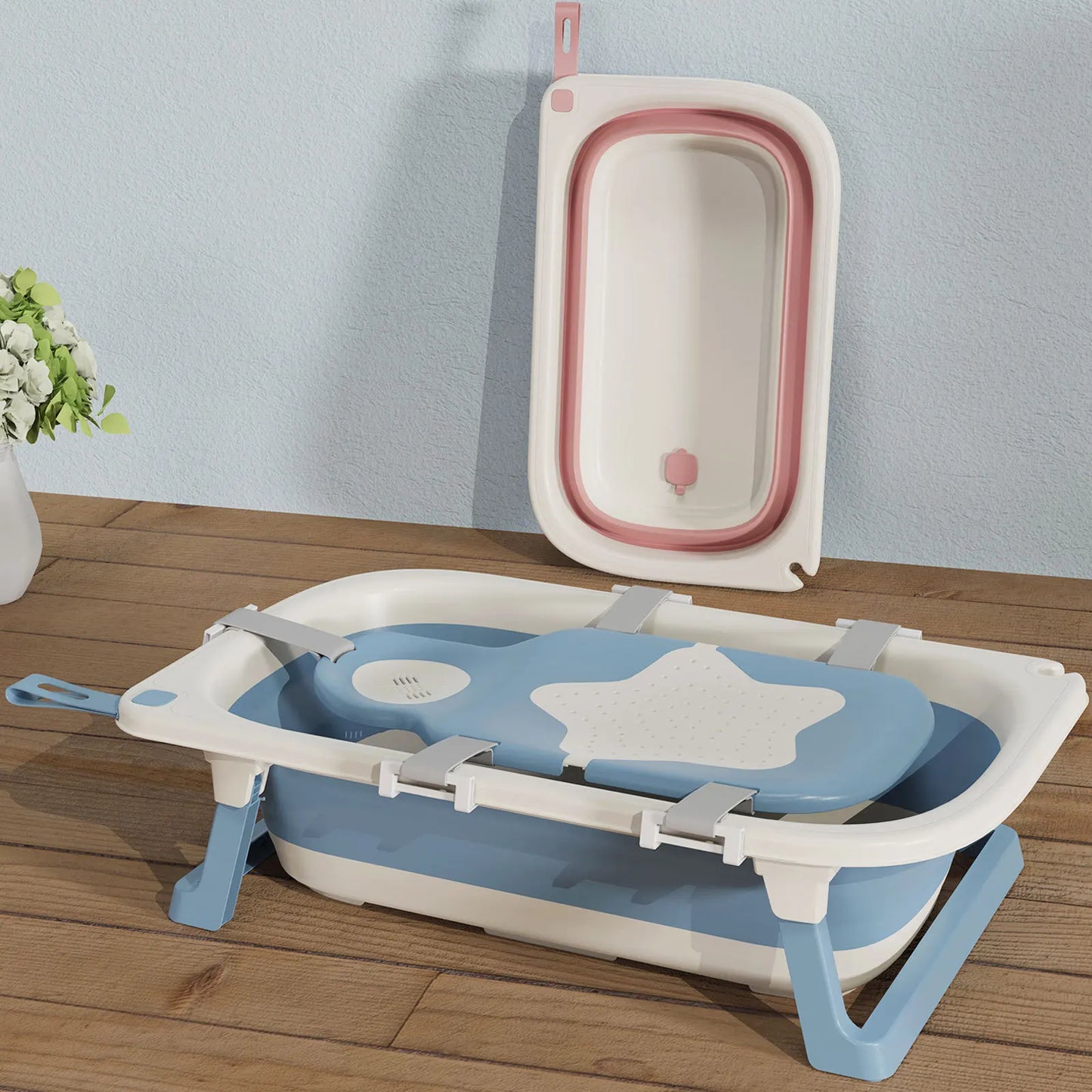 Children's Folding Bathtub Household Portable Baby Bathtub Sitting and Lying Neonatal Large Bath Bucket Baby Bath Bucket Set