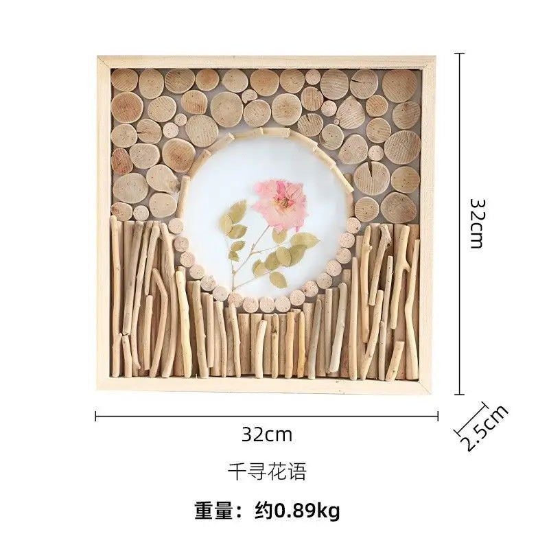 52x52cm 3D Flower & Wheat Field Building Blocks Wall Art - simple Creative Room Decor Aesthetic for Dining Room & Living Room