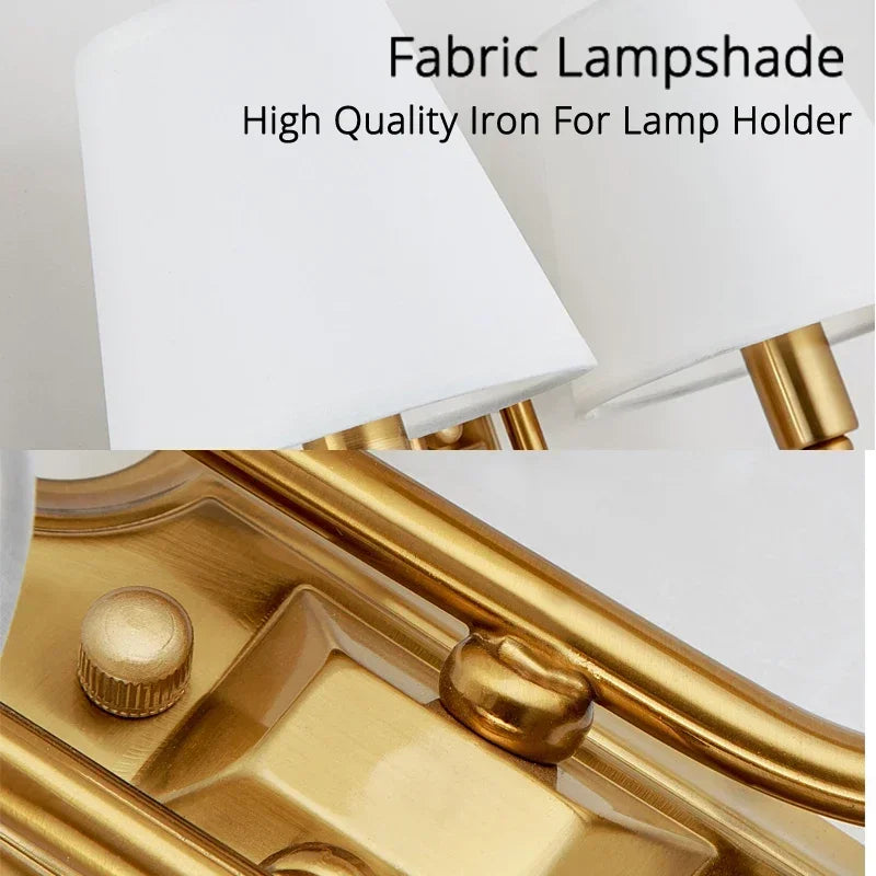 European Style Copper Led Color Wall Lamp Bedroom Bedside Living Room TV Background Light Simple Hotel Villa Decor Lighting