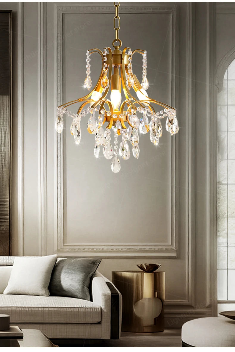 Hall Chandelier Crystal Living Room Pendant Light Minimalist Iron Art Hanging Lamp for Dining Table Lighting Ceiling Chandelier