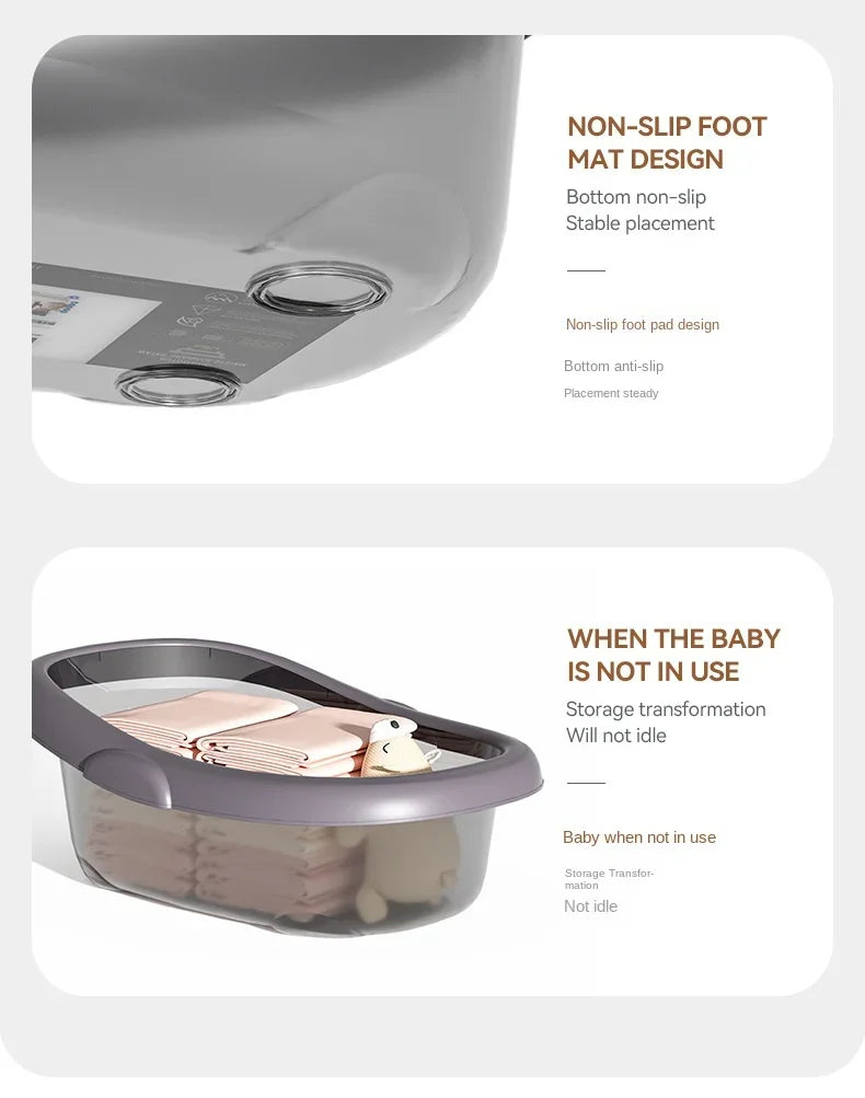 Newborn Baby Bathtub Thickened Plastic Portable Bath Tub for Toddlers Kids Eco-Friendly Transparent Design Big Size