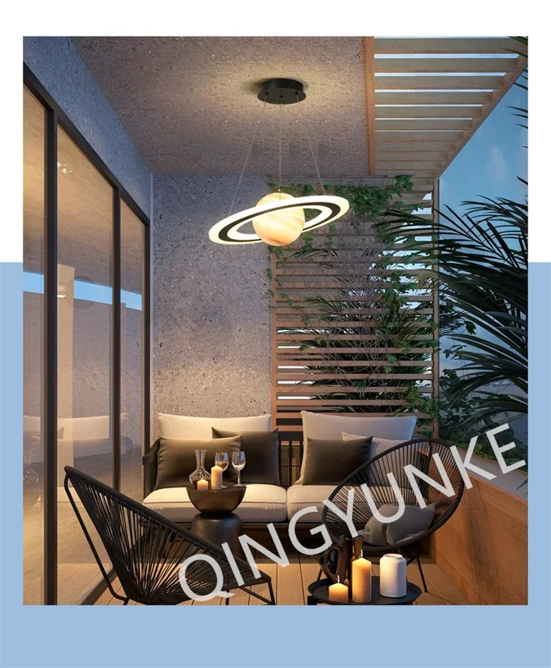 Acrylic Planet Pendant Lamp for Living Bedroom Kitchen Children Room Space Star Indoor Hanging E27 Changeable Light