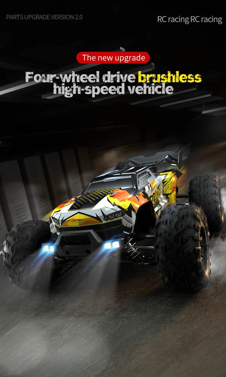 1:16 4WD RC Car 70KM/H Or 50KM/H With LED Remote Control Cars High Speed Drift Monster 4x4 Truck for Kids vs Wltoys 144001 Toys - AIAZ