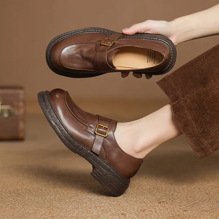 Dress Shoes Women Loafers Cow Leather Sheepskin Rubber Formal Business Suit Ladies 2025 Spring Autumn Handmade