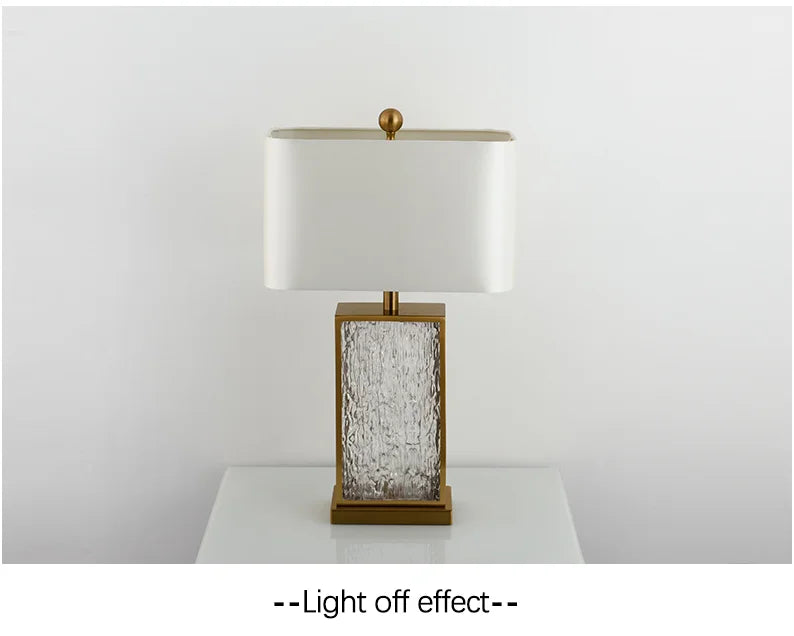 Modern Minimalist Luxury Table Lamp Corrugated Glass Gold Frame Led Desk Light for Bedroom Bedside Study Living Room Home Decor