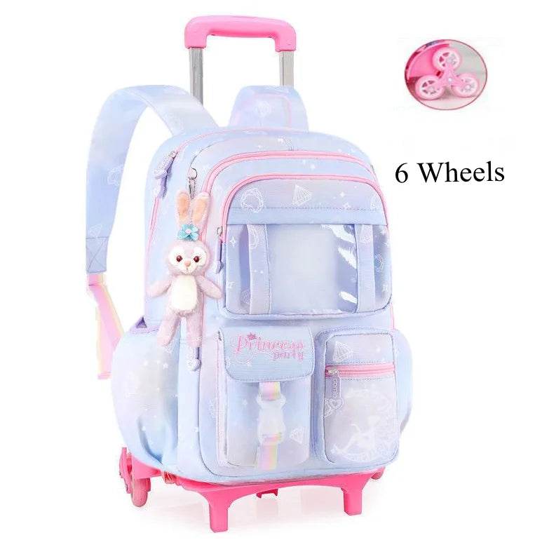 School Rolling backpack Bags school wheeled backpack for girls kids School trolley bag for girls school bag wheels for girls - AIAZ