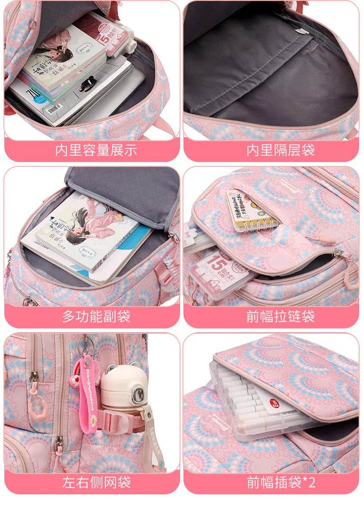 School Bags Girls Casual Travel Backpack Children Middle School Students Backpacks Business Oxford Waterproof Rucksack No Wheel - AIAZ