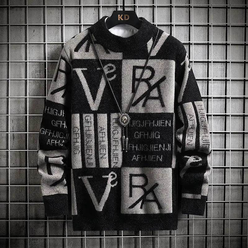 Men Knitted Sweater Stripe Pullovers Printing Round Neck Sweater Autumn/Winter Designer Quality Casual Men Clothing Jumper - AIAZ
