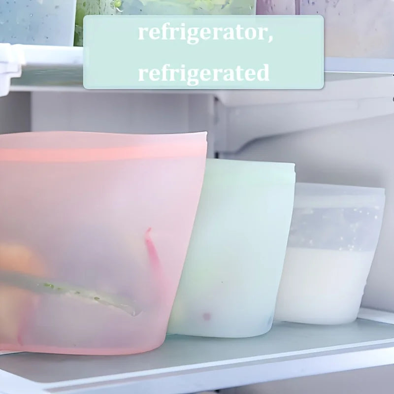 1/3pcs Silicone Food Containers Reusable Storage Bags Leakproof Ziplock Bag Set for Fridge Freezer Fresh-Keeping Kitchen Organiz
