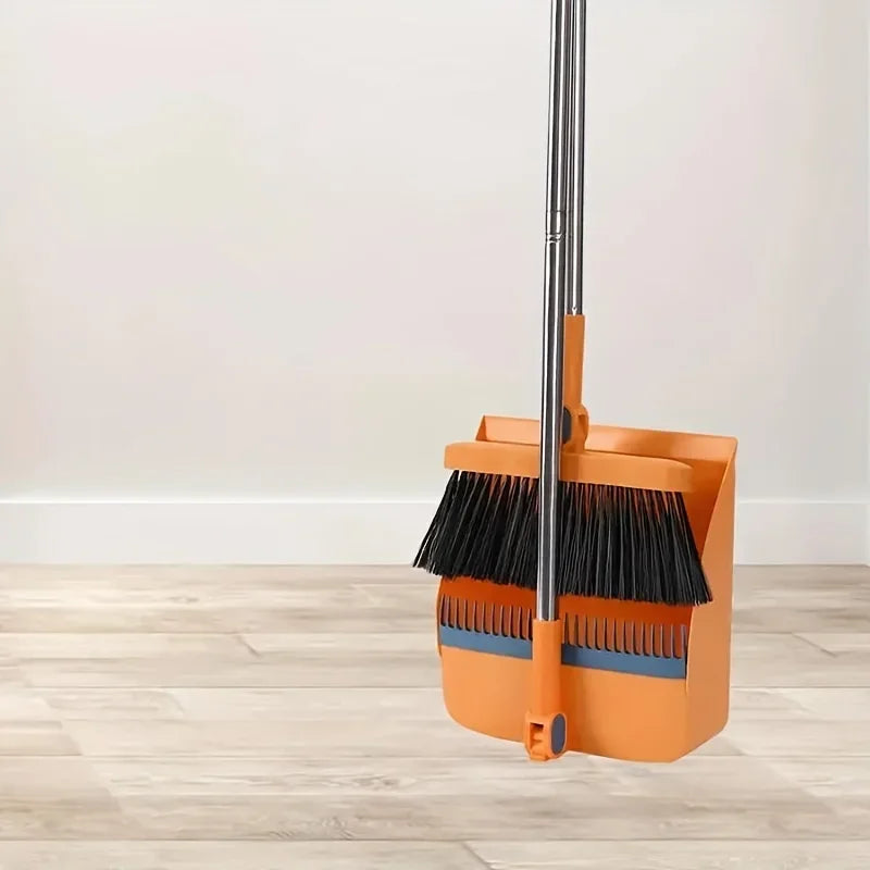 Foldable Household Broom And Dustpan Set Durable Sweeping Tools with Long Handle for Home Office School Dorm - Cleaning Set
