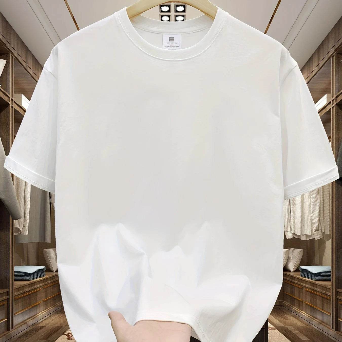Summer Men's 100% Cotton Casual Sports Loose Large Size Letter Pattern Printed Comfortable Round Neck Short Sleeve T-shirt Top - AIAZ