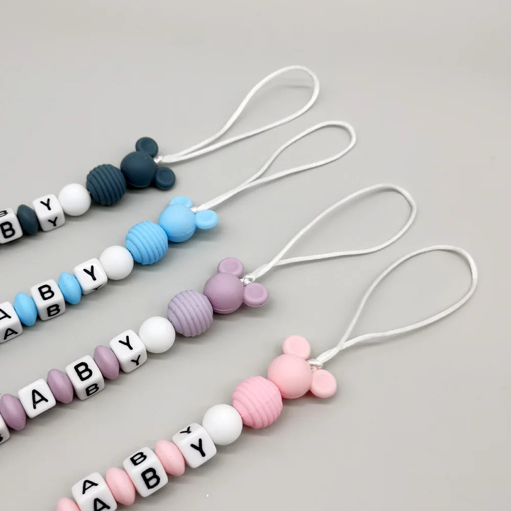 Baby Pacifier Clip Personalize Name Custom Newborn Dummy Nipple Holder Chain Babies Accessories Pendant Teething Toys Chew Gifts