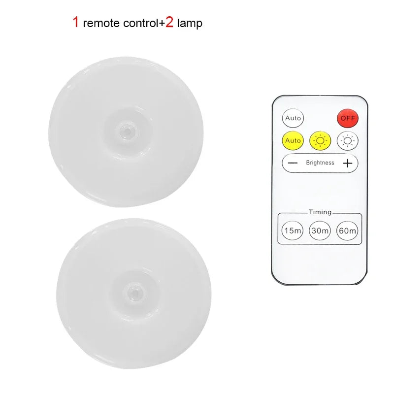 Magnetic Wireless Under Cabinet Kitchen Light USB Rechargeable Pir Motion Sensor Night Lamp with Remote Control for Bedroom Ward