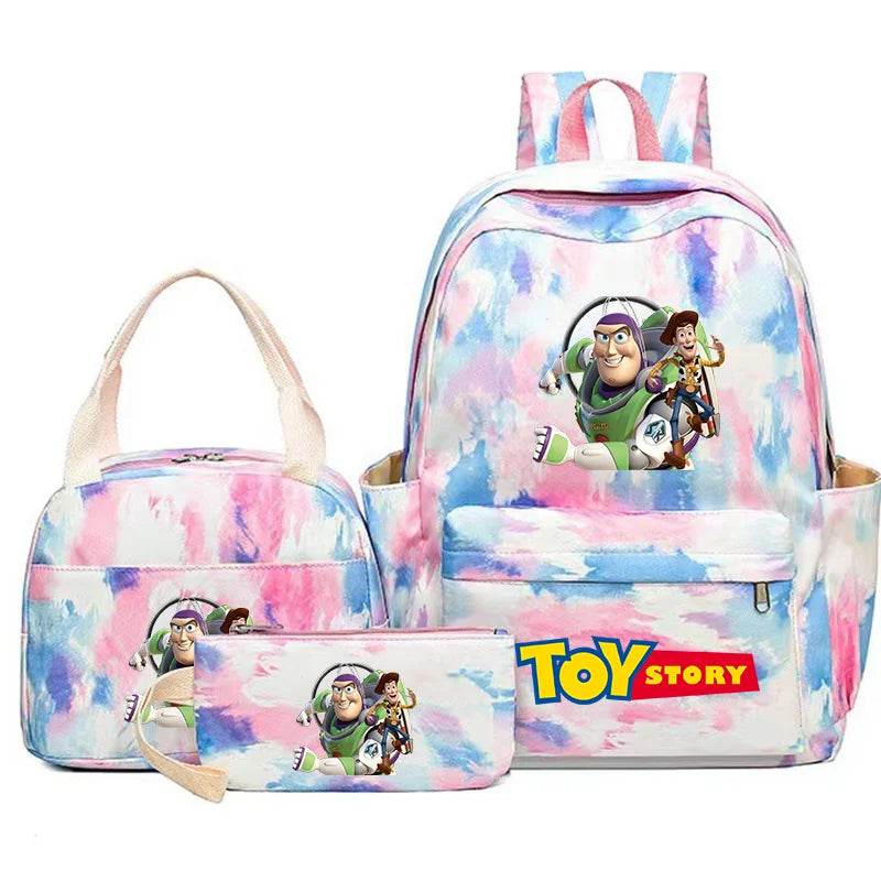 Toy Story Colorful Backpack Set With Tote and Pouch Large Capacity Lightweight And Breathable Outdoor Knapsack School Bags - AIAZ