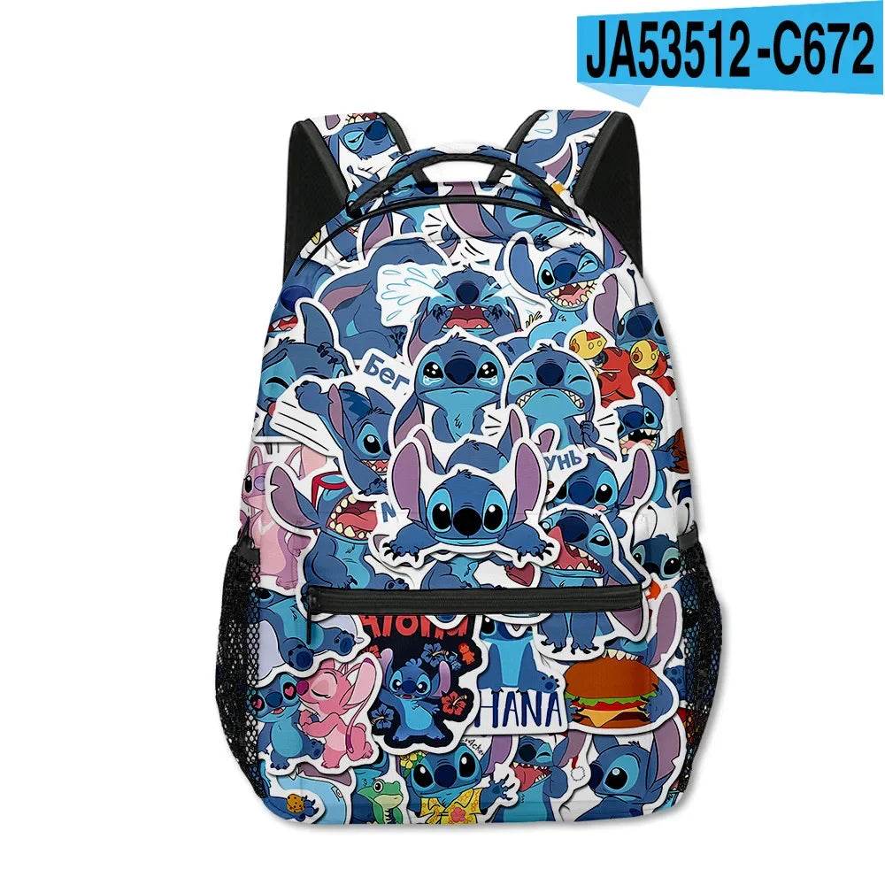 Stitch Primary School Student Anime Backpack Cartoon Large Capacity School Bag Printing Anime Kawaii Cartoon School Bag Mochila - AIAZ
