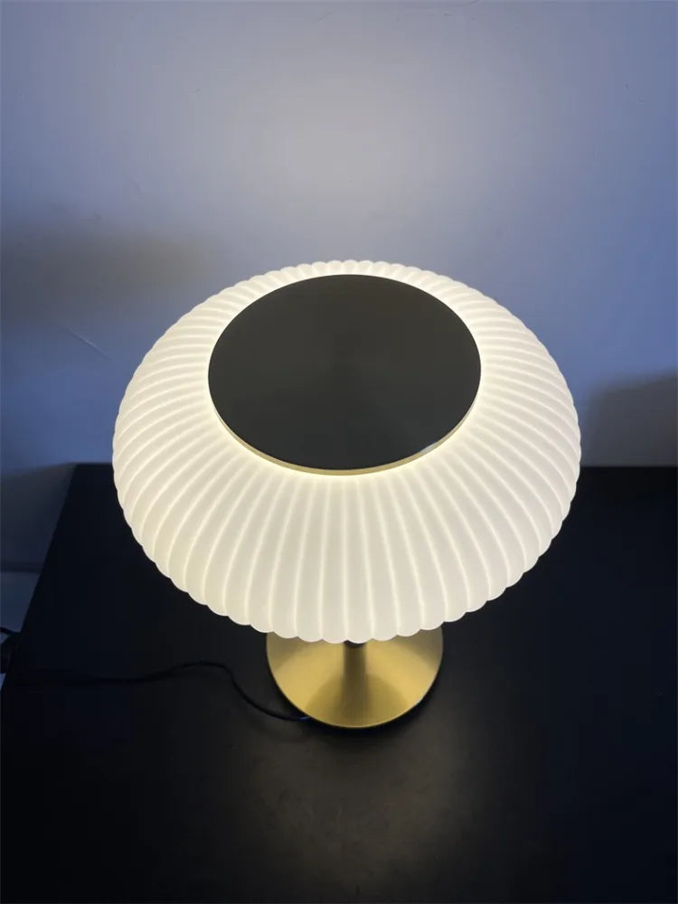 Nordic Vintage Table Lamp White Glass Desk Light for Bedroom