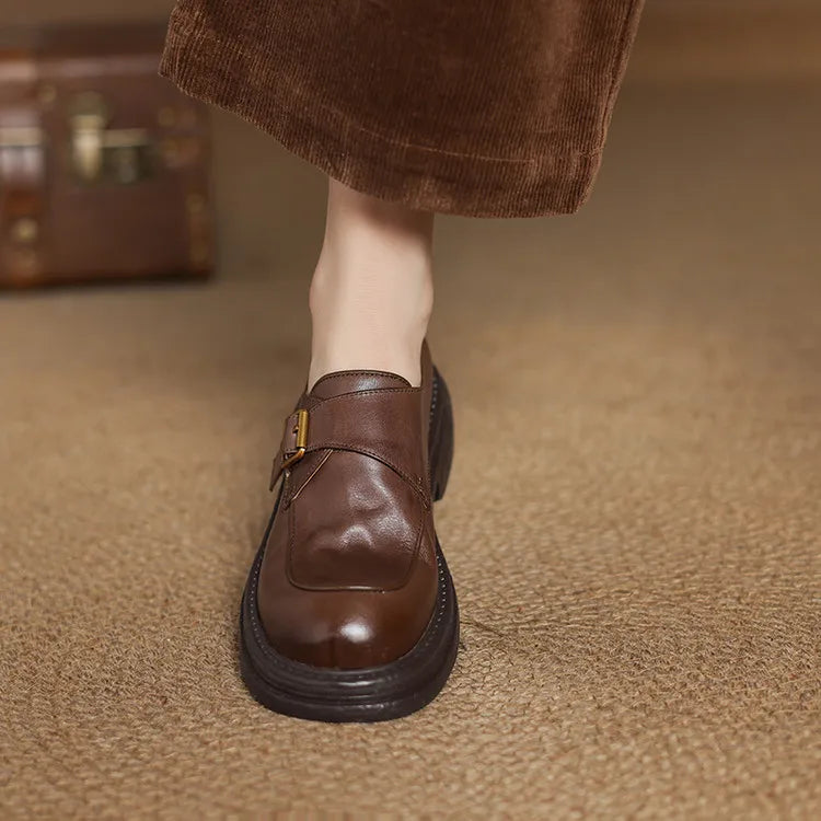 Dress Shoes Women Loafers Cow Leather Sheepskin Rubber Formal Business Suit Ladies 2025 Spring Autumn Handmade