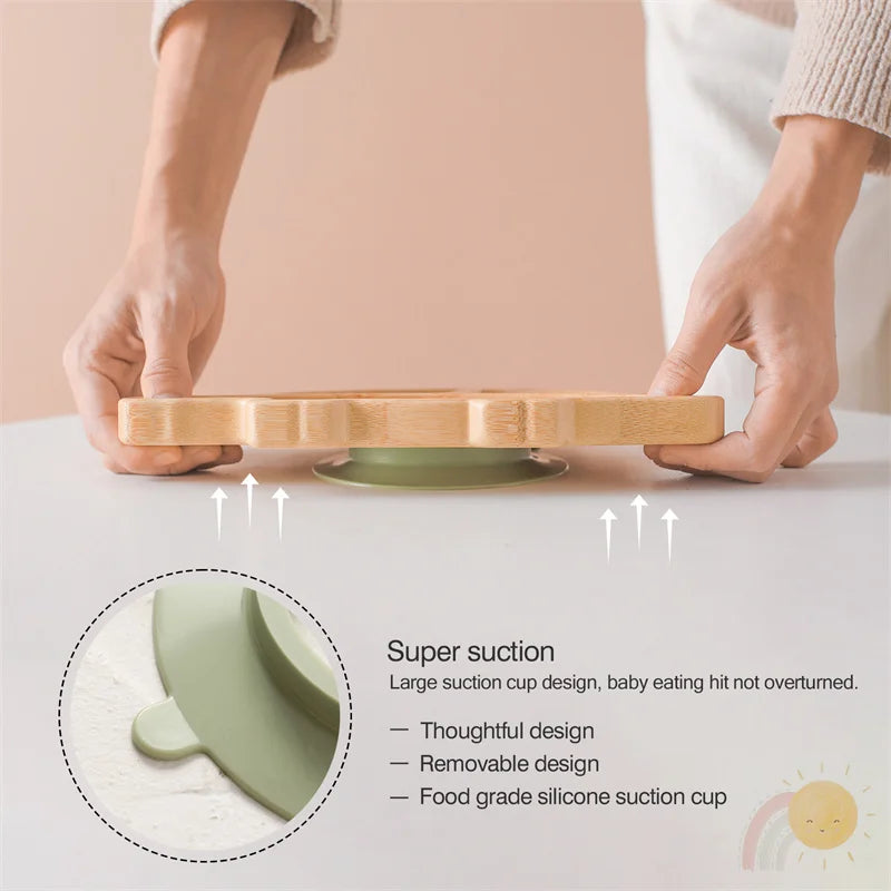 7pcs Silicone Baby Feeding Set Baby Feeding Supplies Kids Bamboo Dinnerware With Cup Children's Dishes Bowl Stuff Tableware Gift