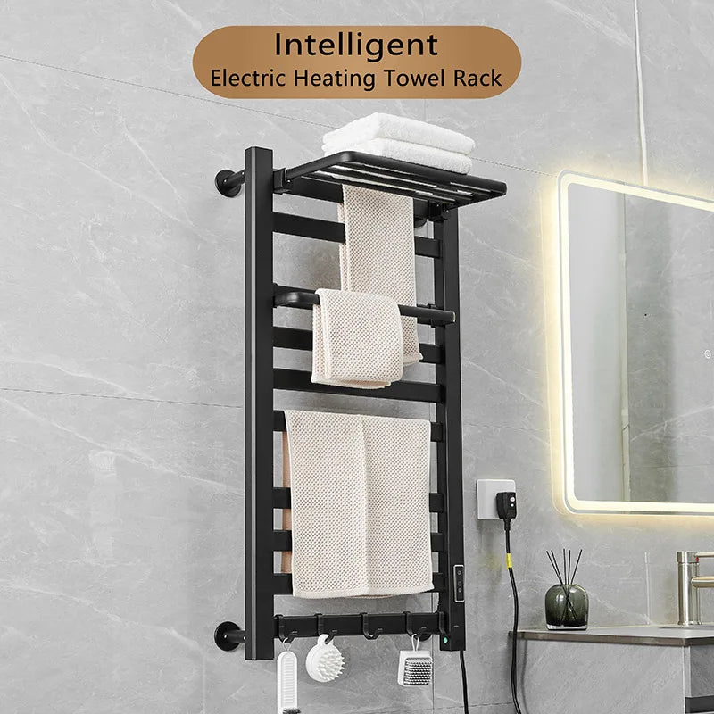 Smart Home Electric Heated Towel Rail Grey Electric Bathroom Bath Towel Dryer Warmer Heaters Punch Free Towel Rack Radiator 110v