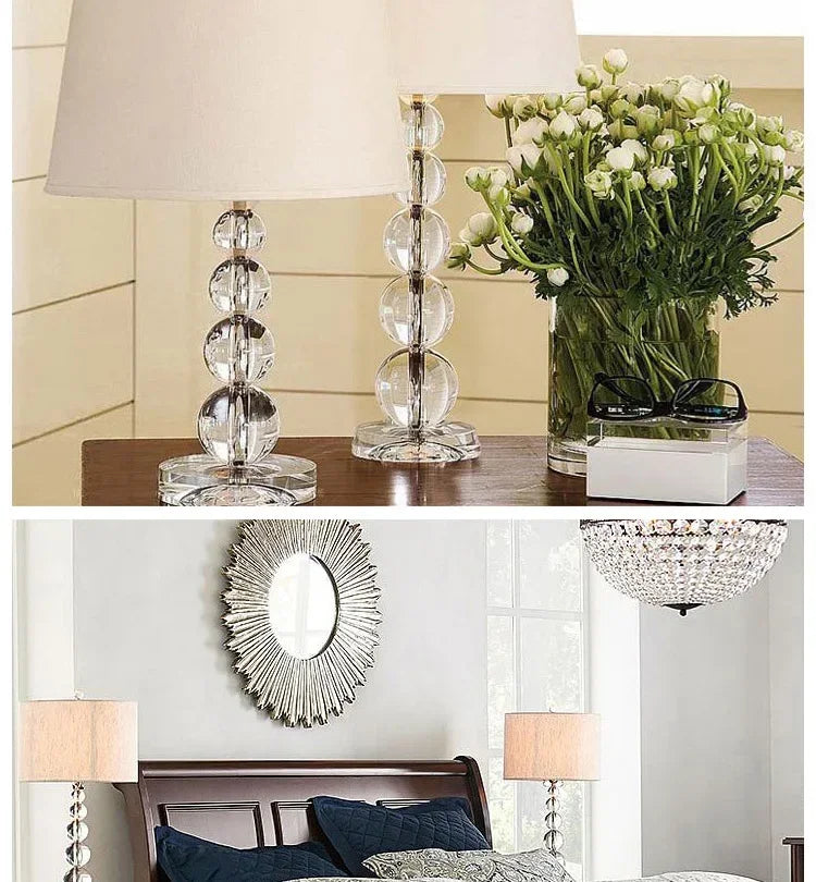 2025 Creative Fabric Table Lamp Crystal Glass Ball Lamp Living Room Creative Bubble Light Bedroom Beside Art Reading Lamp