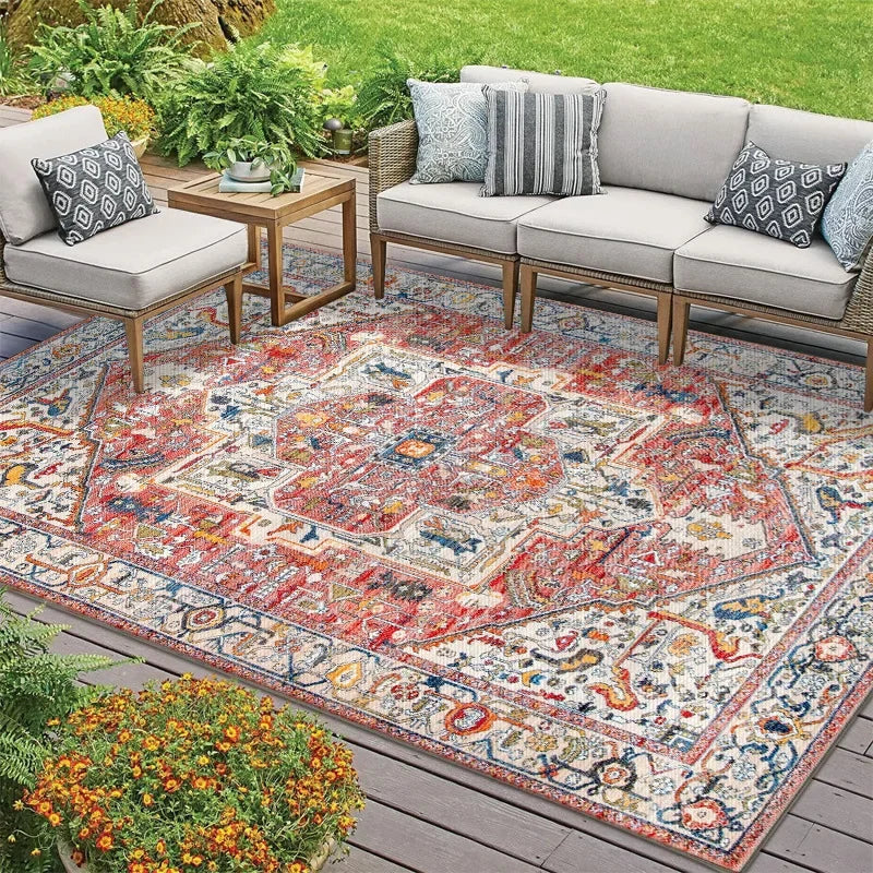 VIKAMA Summer Outdoor American-style Persian Camping Carpet, Living Room Carpet, Balcony and Terrace Carpet, Home Decoration