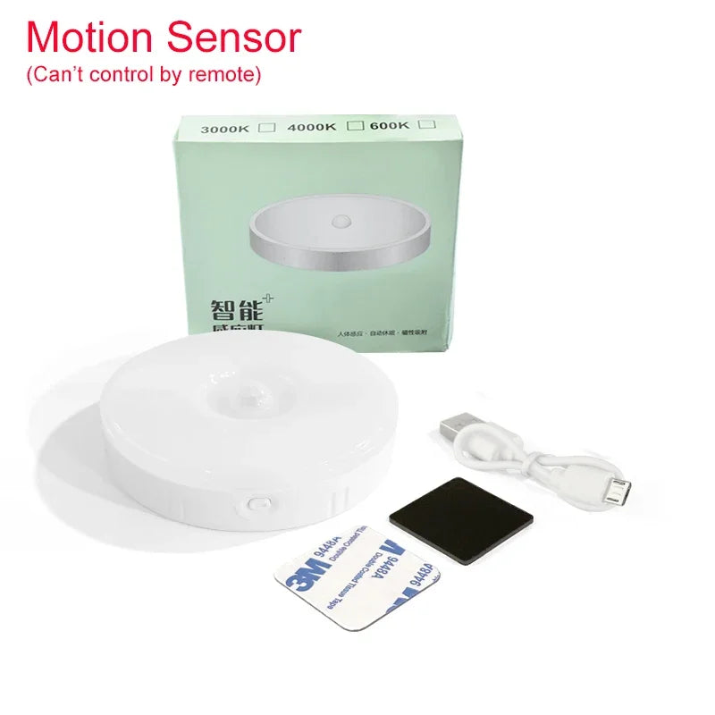 Magnetic Wireless Under Cabinet Kitchen Light USB Rechargeable Pir Motion Sensor Night Lamp with Remote Control for Bedroom Ward