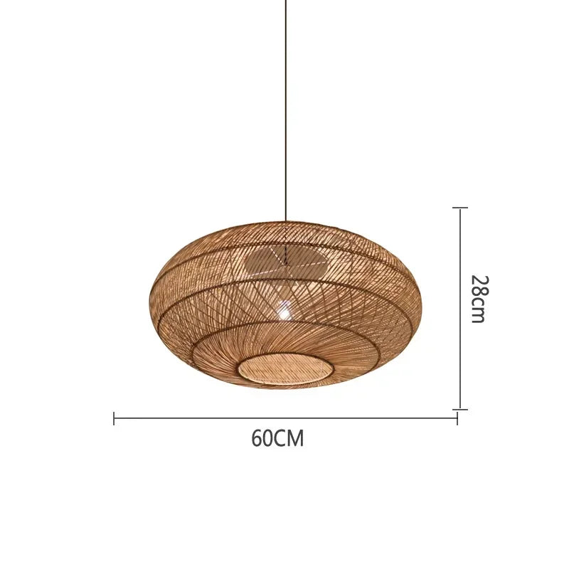 Japanese Style Wooden Woven Handmade Pendant Lights Restaurant Bedroom Study Room Chandelier Pastoral Rattan Tatami Chandeliers