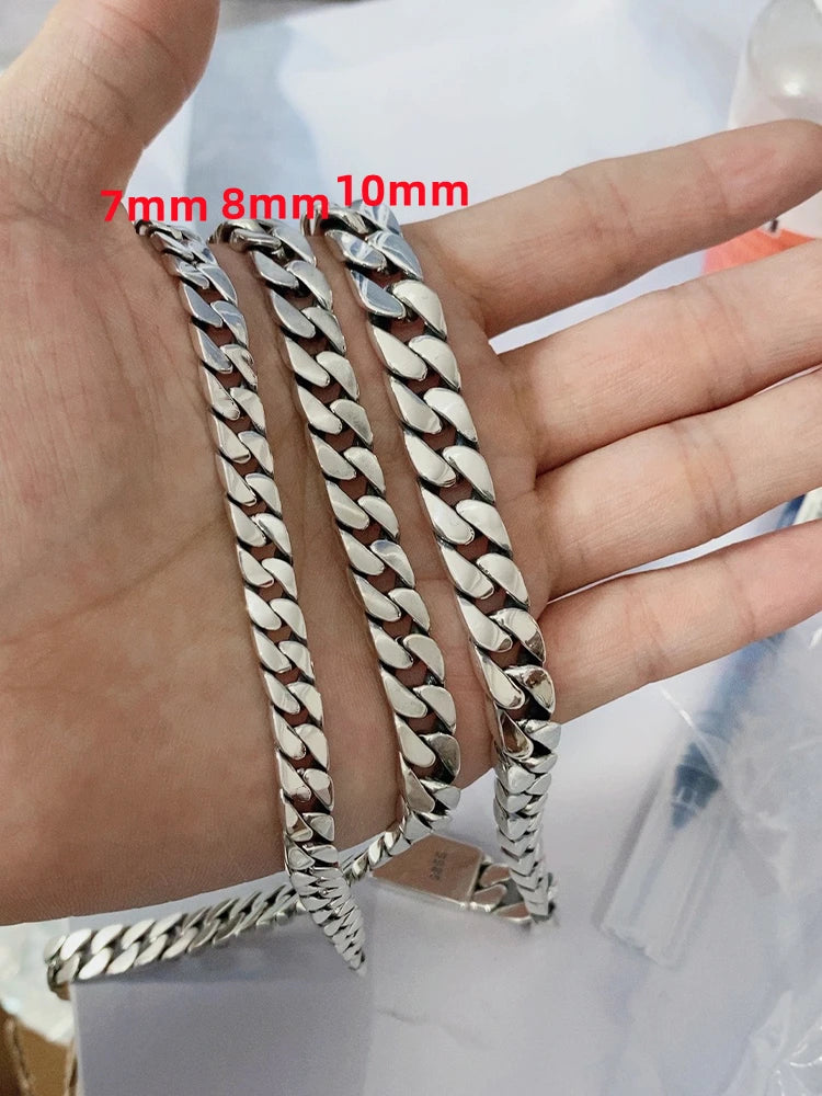 Factory Price 100% S925 Sterling Silver Miami Hiphop Cuban Trend Clavicle Chain Necklace for Man Women Boyfriends Jewelry