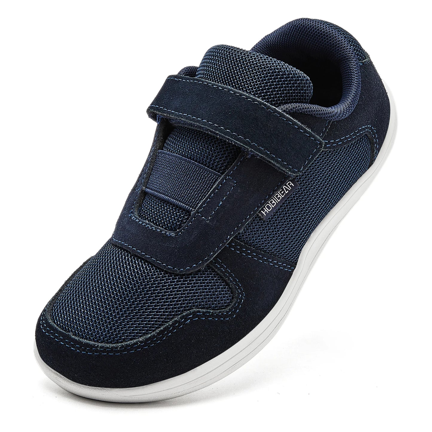 HOBIBEAR Kids Wide Toe Barefoot Shoes Little/Big/Kid Hook Loop Minimalist Sneakers Artificial Leather Mesh Lightweight Shoes