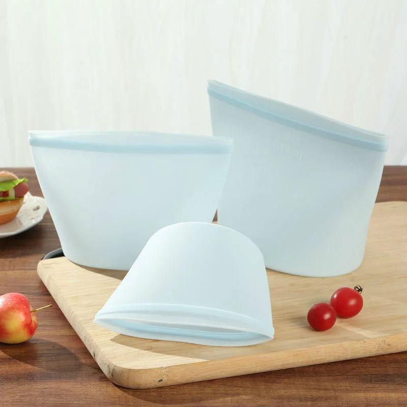1/3pcs Silicone Food Containers Reusable Storage Bags Leakproof Ziplock Bag Set for Fridge Freezer Fresh-Keeping Kitchen Organiz