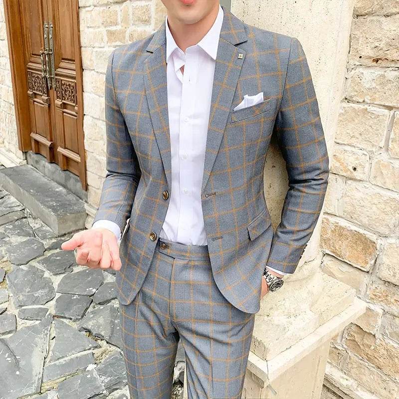 2025 Suit (Blazer+ Pants) Men's Fashion Hosts British Style Work Business Wedding Casual Art Style Elegant Gentleman Suit M-5XL - AIAZ