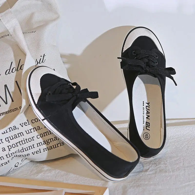 Shoes For Women Flat Canvas Lace Up Woman Footwear White Comfortable And Elegant Stylish Low Price Daily Routine 39 Sale A