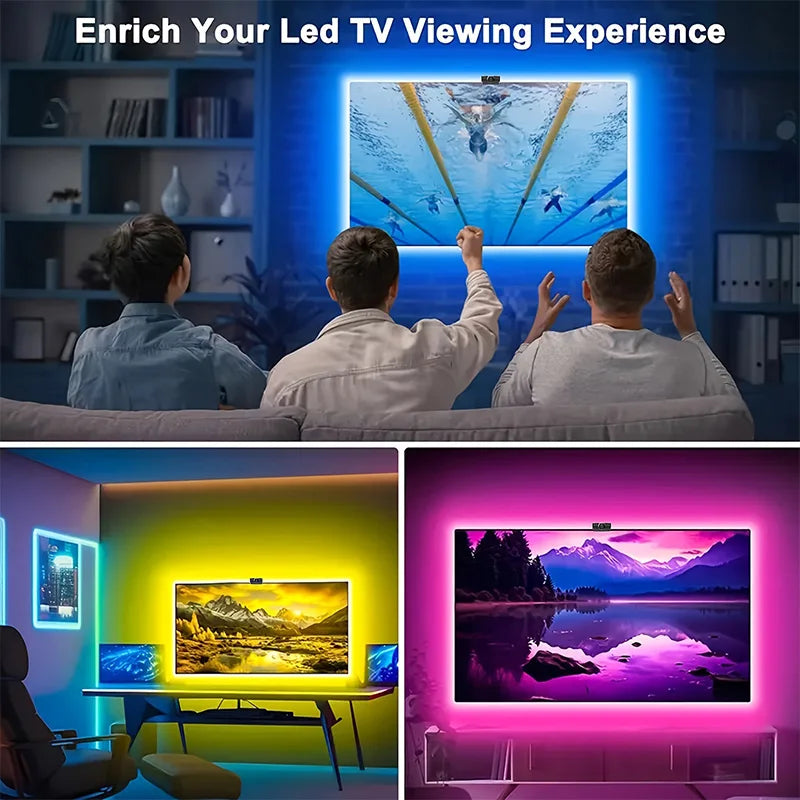 TV Backlight Music Sync Smart Strip Lights Color Pickup RGBIC LED Light 50-75 inch Screen App Remote for Game Home Ambient Light
