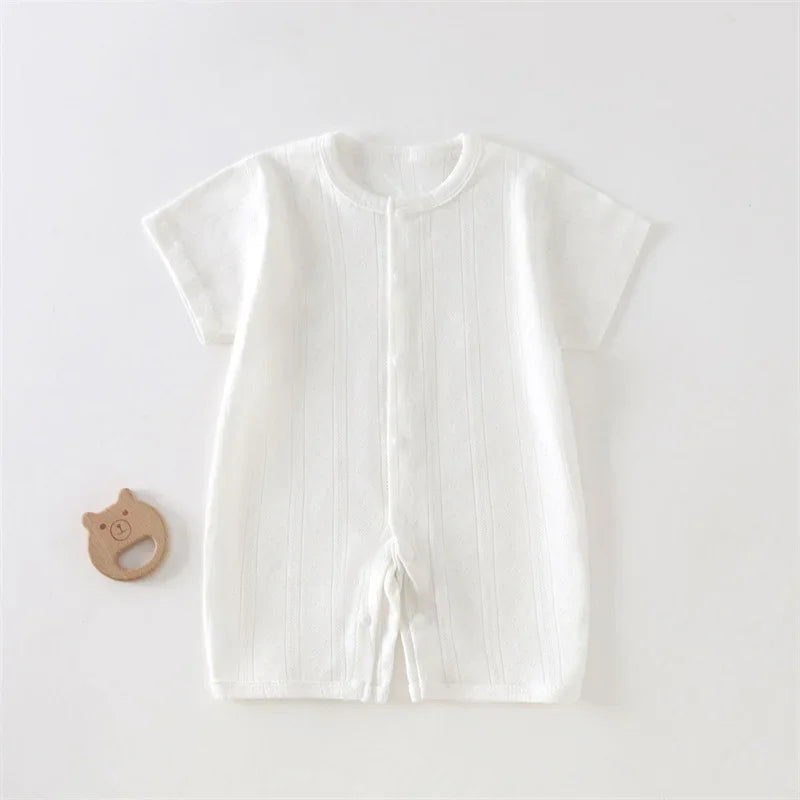 Baby Short Sleeved Jumpsuit Summer Newborn Breathable Mesh Air Conditioning Suit Boys Girls Infant Thin Sleepwear Crawling Suits