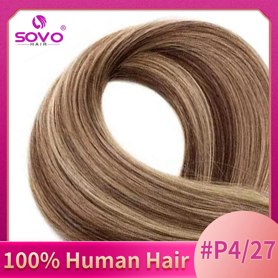 SOVO 100 Strands Nano Rings Human Hair Extensions Natural Blonde Micro Bead Loop Pre Bonded Remy European Straight Hair