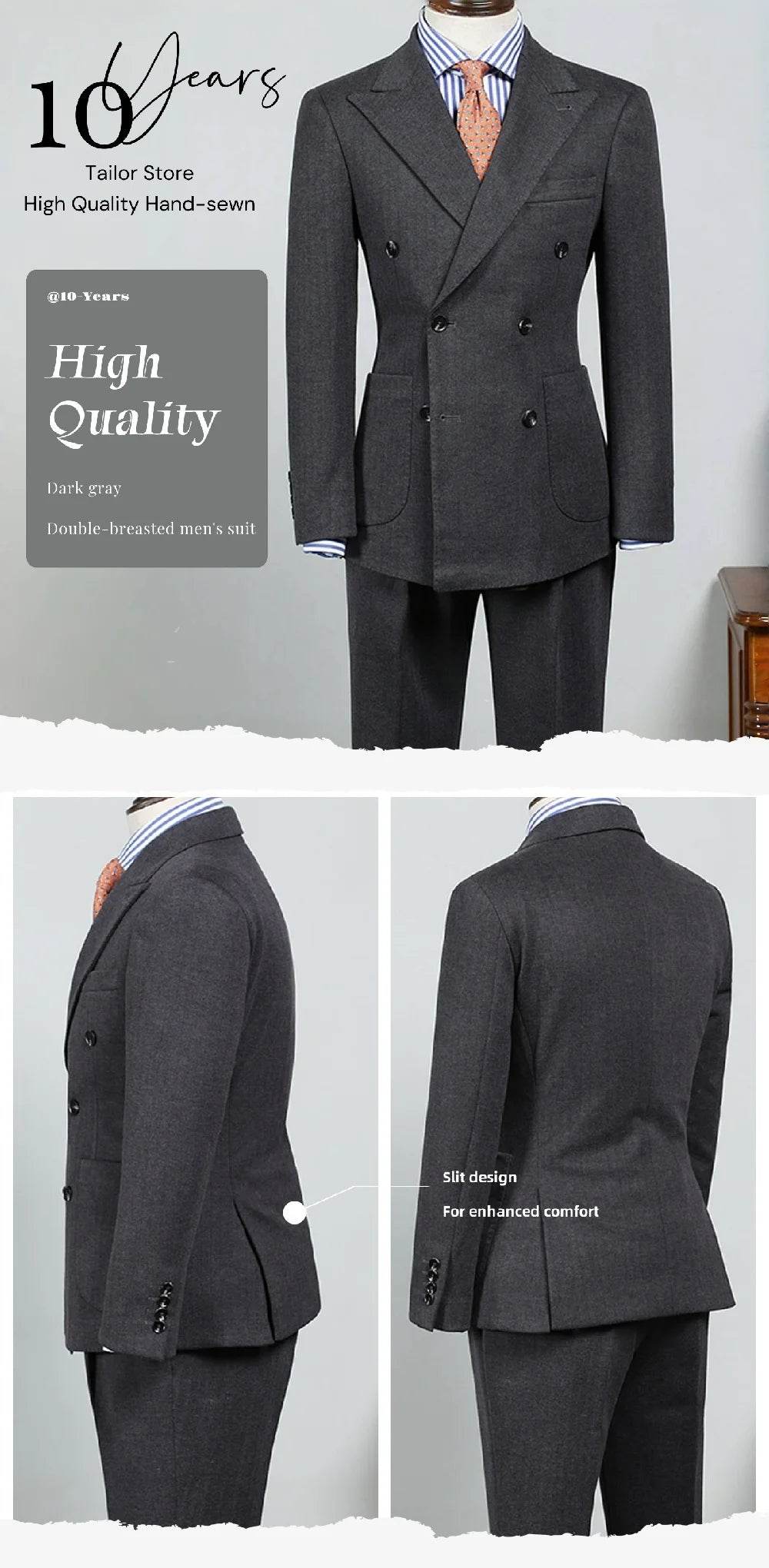 New Men's Suit 2 Piece Blazer Solid Color British Style Formal Business Work Clothes Party Groom Wedding Tuxedo Custom Color - AIAZ