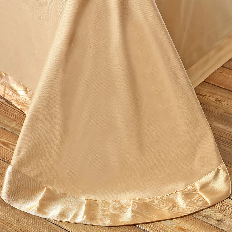 Sliver Gold Luxury Silk Satin Jacquard duvet cover bedding set queen king size Embroidery bed set bed sheet/Fitted sheet set