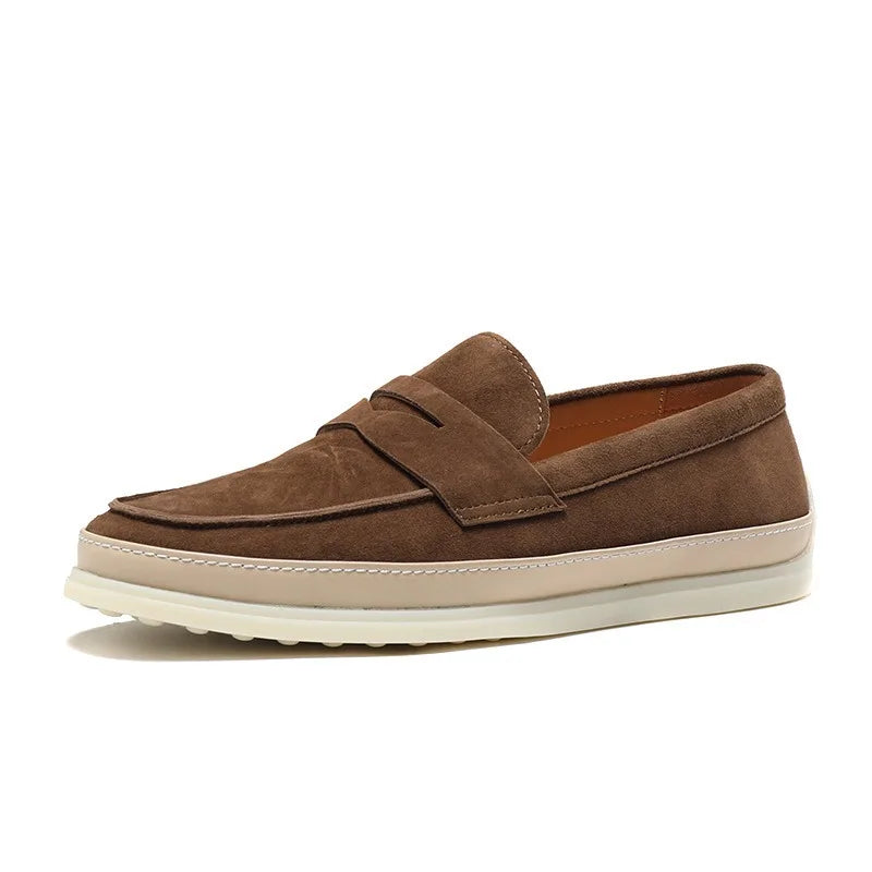 Mens Suede Loafers Summer Breathable Slip On Comfortable Casual Driving Shoes
