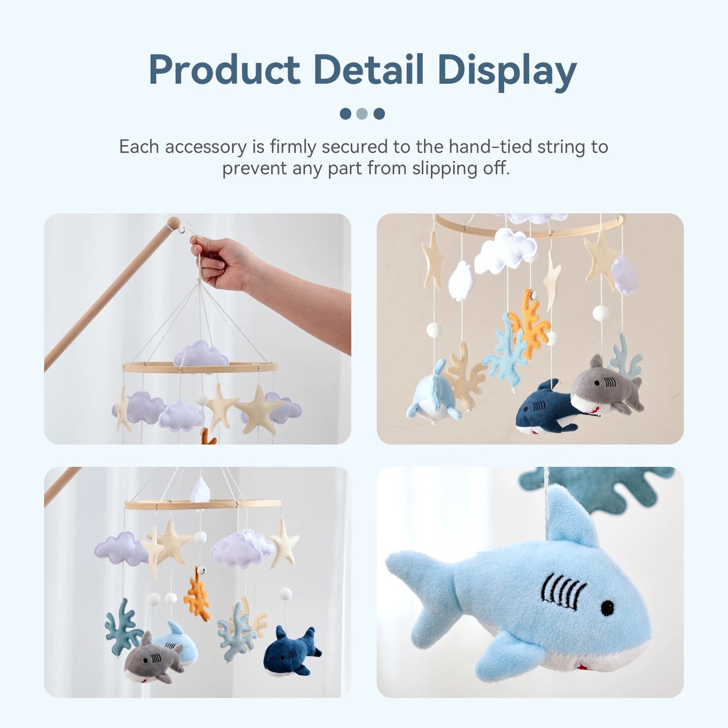 Baby Crib Mobile Wooden Wind Chime Bed Bell, Animal Crib Mobile With Music for Girls and Boys, Mobile for Bassinet Room Decor