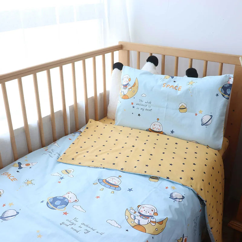 3 Pcs Baby Crib Bedding Set Cotton Bed Linens Boy Girl Cot kit Include Pillowcase Sheet Duvet Cover Children Room Decoration