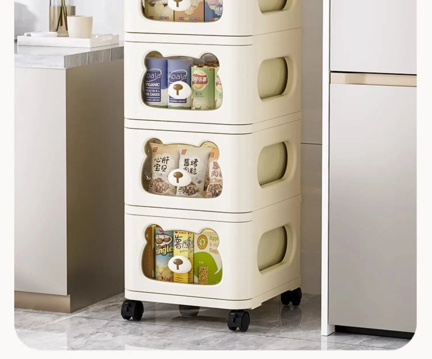 Household handcart baby snack toy storage rack, multi-layer drawer style storage rack, movable storage cabinet