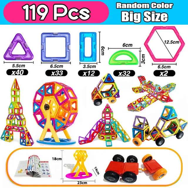 Magnets Toys for Kids Big Size Plus Magnetic Blocks for Children Designer Constructor Set Toys for Boys Building Blocks - AIAZ