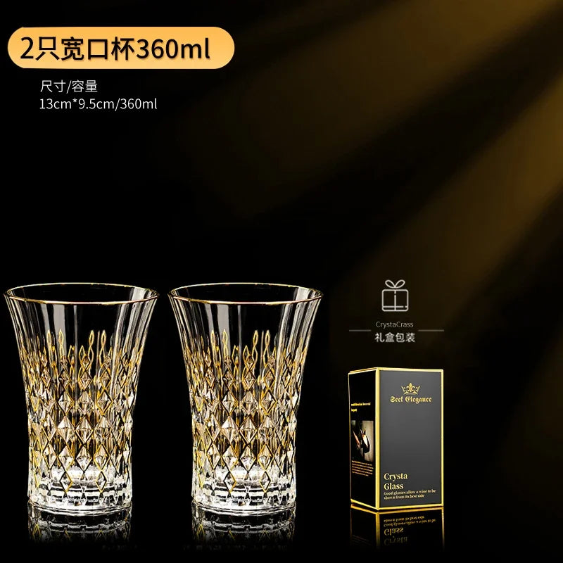 Hand-painted French imported gold cda crystal red wine glasses set home whisky strong wine glasses 2 Pack.