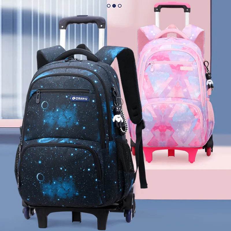 Children School bag with wheels school backpack On wheels School Trolley backpacks bags for boys wheeled School Rolling backpack - AIAZ