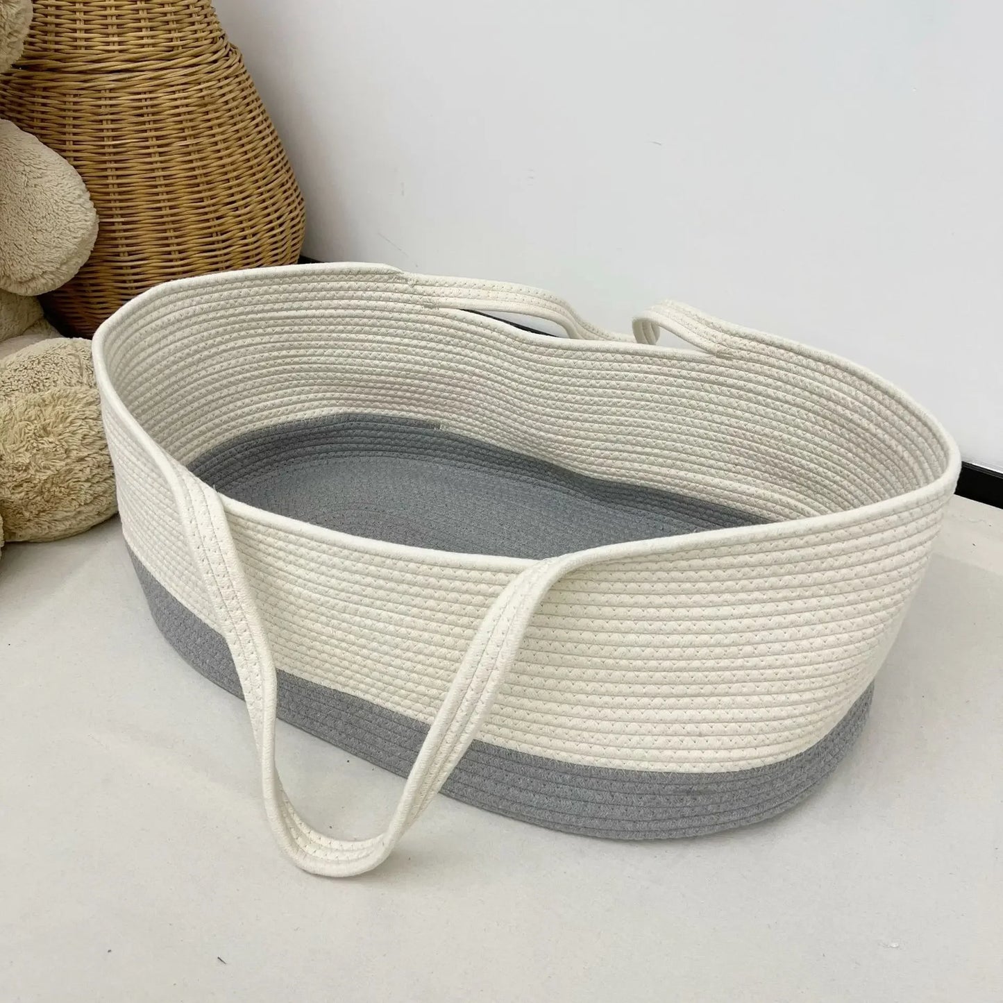 Ins Newborn Hand Basket Cotton Rope Woven Crib Baby Cradle Portable Outdoor Sleeping Infant Accessories Photography Props Gifts