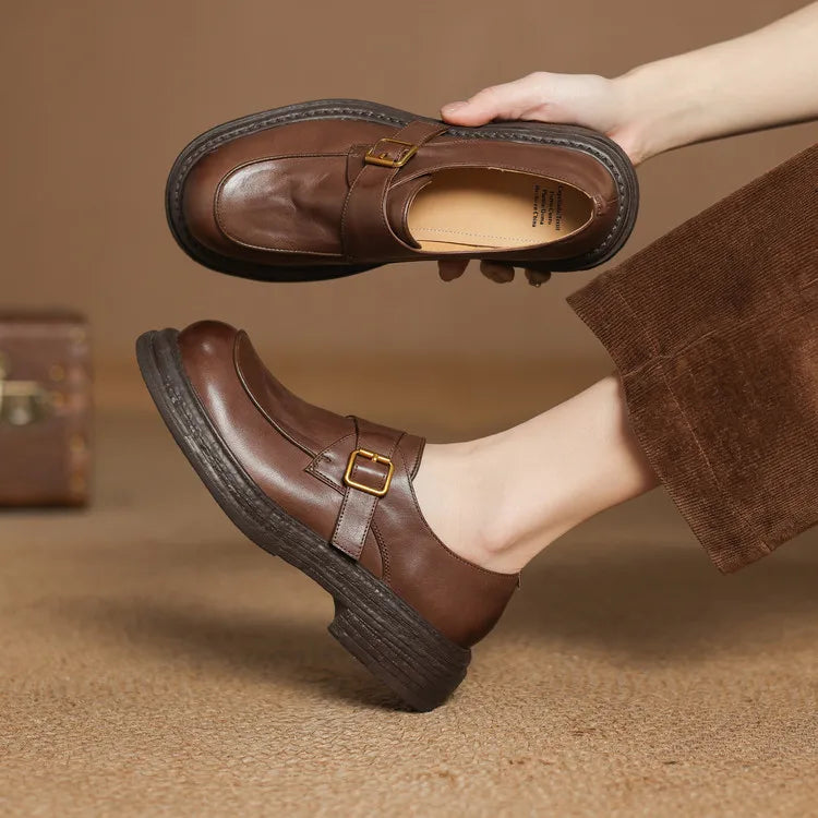 Dress Shoes Women Loafers Cow Leather Sheepskin Rubber Formal Business Suit Ladies 2025 Spring Autumn Handmade