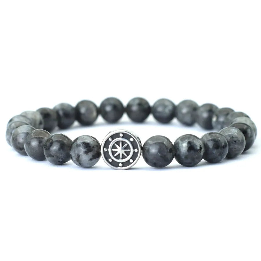Simple Style Genuine Natural Stone Bracelet For Men Viking Pirate Compass Braclet Tiger Eyes Strand Braslet Leisure Accessories