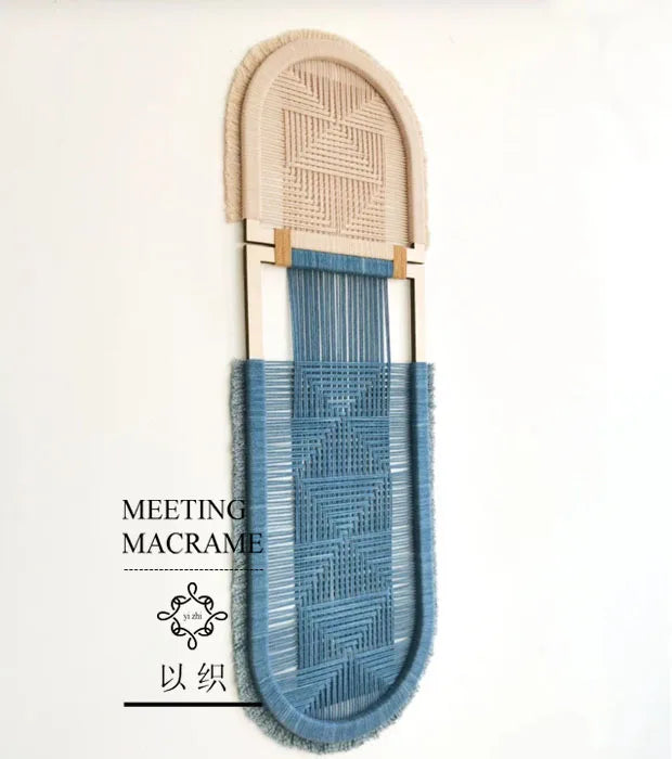 Woven Wall Tapestry for Entryway, Handmade Macrame Wall Art, Minimalist Living Room Hanging Decor, Boho Wall Ornament